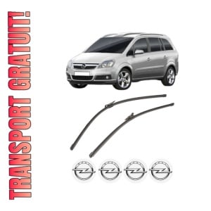 Set stergatoare OPEL ZAFIRA / ZAFIRA FAMILY B (A05) din 2005-2015, pentru parbriz auto, 2 bucati, Valeo Silencio Xtrm, din cauciuc siliconat rezistent, 4 Stickere Auto OPEL