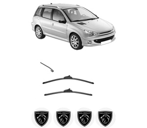 Set stergatoare PEUGEOT 206 SW (2E/K) din 2002-2008, pentru parbriz auto, 2 bucati, Valeo Silencio, din cauciuc siliconat rezistent, 4 Stickere Auto PEUGEOT v34188