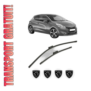 Set stergatoare PEUGEOT 208 I (CA_, CC_) din 2012-2019, pentru parbriz auto, 2 bucati, Bosch Aerotwin, din cauciuc siliconat rezistent, 4 Stickere Auto PEUGEOT