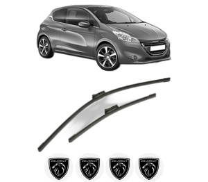 Set stergatoare PEUGEOT 208 I (CA_, CC_) din 2012-2019, pentru parbriz auto, 2 bucati, Bosch Aerotwin, din cauciuc siliconat rezistent, 4 Stickere Auto PEUGEOT v54963