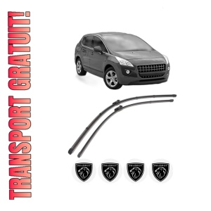 Set stergatoare PEUGEOT 3008 Van (0U_) din 2009-2016, pentru parbriz auto, 2 bucati, Valeo Silencio Xtrm, din cauciuc siliconat rezistent, 4 Stickere Auto PEUGEOT