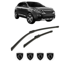 Set stergatoare PEUGEOT 3008 Van (MR_, MC_, MJ_) din 2016-2018, pentru parbriz auto, 2 bucati, Bosch Aerotwin, din cauciuc siliconat rezistent, 4 Stickere Auto PEUGEOT v53943