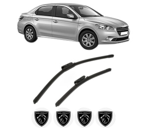 Set stergatoare PEUGEOT 301 din 2012-2018, pentru parbriz auto, 2 bucati, Bosch Aerotwin, din cauciuc siliconat rezistent, 4 Stickere Auto PEUGEOT v56043