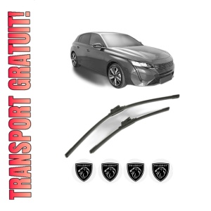 Set stergatoare PEUGEOT 308 III (FB_, FH_, FP_, F3_, FM_) din 2021-2025, pentru parbriz auto, 2 bucati, Bosch Aerotwin, din cauciuc siliconat rezistent, 4 Stickere Auto PEUGEOT