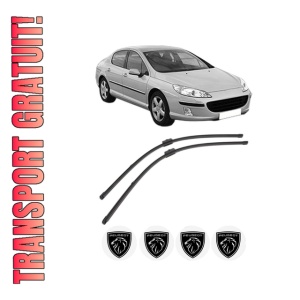 Set stergatoare PEUGEOT 407 (6D_) din 2004-2011, pentru parbriz auto, 2 bucati, Valeo Silencio Xtrm, din cauciuc siliconat rezistent, 4 Stickere Auto PEUGEOT