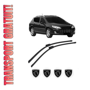 Set stergatoare PEUGEOT 407 SW Estate Van (6E_) din 2009-2010, pentru parbriz auto, 2 bucati, Bosch Aerotwin Multi, din cauciuc siliconat rezistent, 4 Stickere Auto PEUGEOT