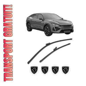 Set stergatoare PEUGEOT 408 II (FP_, F3_, FM_) din 2022-2024, pentru parbriz auto, 2 bucati, Valeo Silencio Xtrm, din cauciuc siliconat rezistent, 4 Stickere Auto PEUGEOT