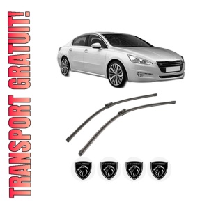 Set stergatoare PEUGEOT 508 I (8D_) din 2010-2018, pentru parbriz auto, 2 bucati, Valeo Silencio Xtrm, din cauciuc siliconat rezistent, 4 Stickere Auto PEUGEOT