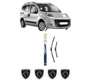 Set stergatoare PEUGEOT BIPPER TEPEE din 2008-2010, pentru parbriz auto, 2 bucati, Valeo Silencio Xtrm, din cauciuc siliconat rezistent, 4 Stickere Auto PEUGEOT v37908