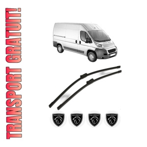 Set stergatoare PEUGEOT BOXER Van din 2006-2023, pentru parbriz auto, 2 bucati, Bosch Aerotwin, din cauciuc siliconat rezistent, 4 Stickere Auto PEUGEOT