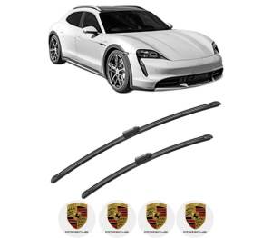 Set stergatoare PORSCHE TAYCAN Cross Turismo (Y1B) din 2020-2023, pentru parbriz auto, 2 bucati, Bosch Aerotwin, din cauciuc siliconat rezistent, 4 Stickere Auto PORSCHE v49233