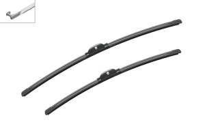 Set stergatoare RENAULT GRAND SCENIC II (JM0/1_) din 2004-2009, pentru parbriz auto, 2 bucati, Bosch Aerotwin, din cauciuc siliconat rezistent, 4 Stickere Auto RENAULT v43244