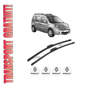 Set stergatoare RENAULT KANGOO / GRAND KANGOO II (KW0/1_) din 2008-2019, pentru parbriz auto, 2 bucati, Bosch Aerotwin Retrofit, din cauciuc siliconat rezistent, 4 Stickere Auto RENAULT