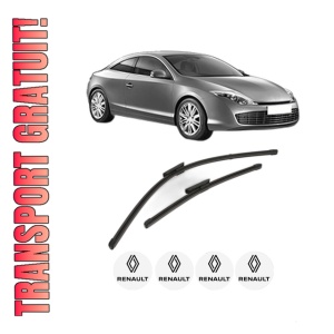 Set stergatoare RENAULT LAGUNA Coupe (DT0/1) din 2008-2015, pentru parbriz auto, 2 bucati, Valeo Silencio Xtrm, din cauciuc siliconat rezistent, 4 Stickere Auto RENAULT