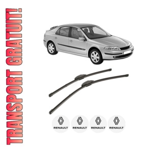 Set stergatoare RENAULT LAGUNA II (BG0/1_) din 2001-2007, pentru parbriz auto, 2 bucati, Valeo Silencio Xtrm, din cauciuc siliconat rezistent, 4 Stickere Auto RENAULT