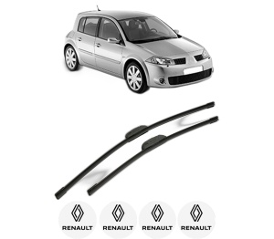 Set stergatoare RENAULT MEGANE II (BM0/1_, CM0/1_) din 2002-2011, pentru parbriz auto, 2 bucati, Bosch Aerotwin Retrofit, din cauciuc siliconat rezistent, 4 Stickere Auto RENAULT v45326