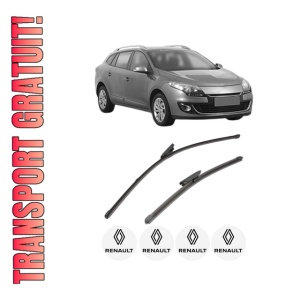 Set stergatoare RENAULT MEGANE III Combi Van (KZ0/1) din 2009-2015, pentru parbriz auto, 2 bucati, Valeo Silencio Xtrm, din cauciuc siliconat rezistent, 4 Stickere Auto RENAULT - Img 1