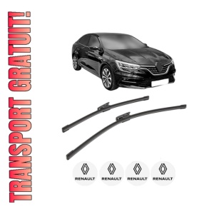 Set stergatoare RENAULT MEGANE IV Saloon din 2016-2019, pentru parbriz auto, 2 bucati, Bosch Aerotwin, din cauciuc siliconat rezistent, 4 Stickere Auto RENAULT