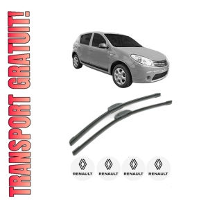 Set stergatoare RENAULT SANDERO/STEPWAY I (BS_) din 2012, pentru parbriz auto, 2 bucati, Bosch Aerotwin Retrofit, din cauciuc siliconat rezistent, 4 Stickere Auto RENAULT