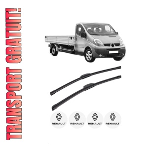 Set stergatoare RENAULT TRAFIC II Platform/Chassis (EL) din 2001-2007, pentru parbriz auto, 2 bucati, Bosch Aerotwin Retrofit, din cauciuc siliconat rezistent, 4 Stickere Auto RENAULT