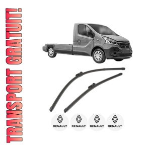 Set stergatoare RENAULT TRAFIC III Platform/Chassis (EG_) din 2014-2023, pentru parbriz auto, 2 bucati, Valeo Silencio Xtrm, din cauciuc siliconat rezistent, 4 Stickere Auto RENAULT