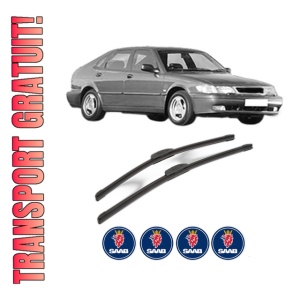 Set stergatoare SAAB 9-3 (YS3D) din 1998-2000, pentru parbriz auto, 2 bucati, Bosch Aerotwin Retrofit, din cauciuc siliconat rezistent, 4 Stickere Auto SAAB