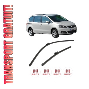 Set stergatoare SEAT ALHAMBRA (710, 711) din 2010-2022, pentru parbriz auto, 2 bucati, Valeo Silencio Xtrm, din cauciuc siliconat rezistent, 4 Stickere Auto SEAT