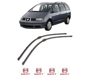 Set stergatoare SEAT ALHAMBRA (7V8, 7V9) din 1996-2010, pentru parbriz auto, 2 bucati, Valeo Silencio Xtrm, din cauciuc siliconat rezistent, 4 Stickere Auto SEAT v40488