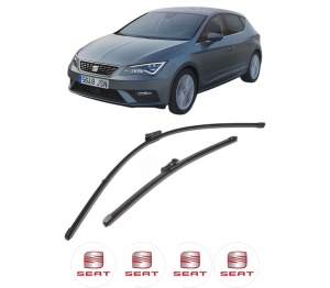 Set stergatoare SEAT LEON Hatchback Van (5F1) din 2017-2018, pentru parbriz auto, 2 bucati, Valeo Silencio Xtrm, din cauciuc siliconat rezistent, 4 Stickere Auto SEAT v36228