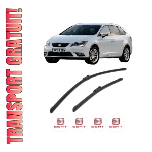 Set stergatoare SEAT LEON ST Estate Van (5F8) din 2014-2020, pentru parbriz auto, 2 bucati, Bosch Aerotwin, din cauciuc siliconat rezistent, 4 Stickere Auto SEAT