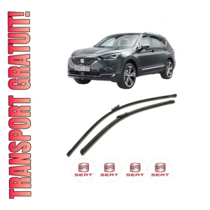 Set stergatoare SEAT TARRACO (KN2) din 2018-2024, pentru parbriz auto, 2 bucati, Bosch Aerotwin, din cauciuc siliconat rezistent, 4 Stickere Auto SEAT