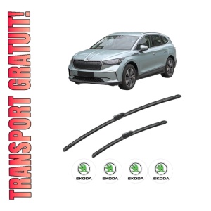 Set stergatoare SKODA ENYAQ iV SUV (5AZ) din 2020-2024, pentru parbriz auto, 2 bucati, Bosch Aerotwin, din cauciuc siliconat rezistent, 4 Stickere Auto SKODA