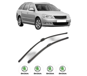 Set stergatoare SKODA OCTAVIA II Combi (1Z5) din 2004-2013, pentru parbriz auto, 2 bucati, Valeo Silencio Xtrm, din cauciuc siliconat rezistent, 4 Stickere Auto SKODA v40128