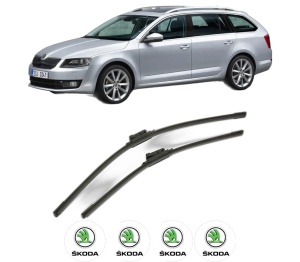Set stergatoare SKODA OCTAVIA III Combi (5E5, 5E6) din 2012-2020, pentru parbriz auto, 2 bucati, Bosch Aerotwin, din cauciuc siliconat rezistent, 4 Stickere Auto SKODA v53103