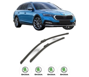 Set stergatoare SKODA OCTAVIA IV (NX3, NN3, PV3) din 2020-2025, pentru parbriz auto, 2 bucati, Bosch Aerotwin, din cauciuc siliconat rezistent, 4 Stickere Auto SKODA v52183