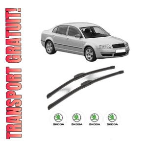Set stergatoare SKODA SUPERB I (3U4) din 2001-2008, pentru parbriz auto, 2 bucati, Bosch Aerotwin Retrofit, din cauciuc siliconat rezistent, 4 Stickere Auto SKODA