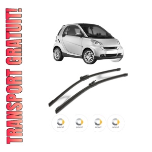 Set stergatoare SMART FORTWO Coupe (451) din 2007-2013, pentru parbriz auto, 2 bucati, Bosch Aerotwin, din cauciuc siliconat rezistent, 4 Stickere Auto SMART