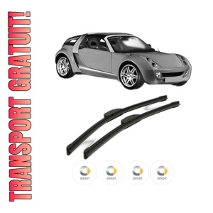Set stergatoare SMART ROADSTER Coupe (452) din 2003, pentru parbriz auto, 2 bucati, Bosch Aerotwin Retrofit, din cauciuc siliconat rezistent, 4 Stickere Auto SMART