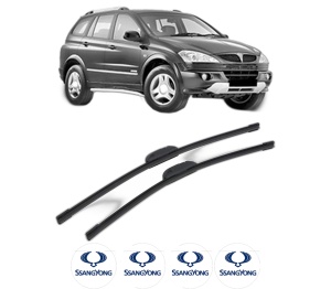 Set stergatoare SSANGYONG ACTYON I din 2005-2007, pentru parbriz auto, 2 bucati, Bosch Aerotwin Retrofit, din cauciuc siliconat rezistent, 4 Stickere Auto SSANGYONG - Img 1