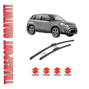 Set stergatoare SUZUKI VITARA (LY) din 2015-2023, pentru parbriz auto, 2 bucati, Bosch Aerotwin Retrofit, din cauciuc siliconat rezistent, 4 Stickere Auto SUZUKI