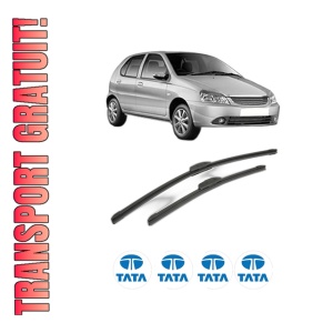 Set stergatoare TATA INDICA din 1998-2008, pentru parbriz auto, 2 bucati, Bosch Aerotwin Retrofit, din cauciuc siliconat rezistent, 4 Stickere Auto TATA