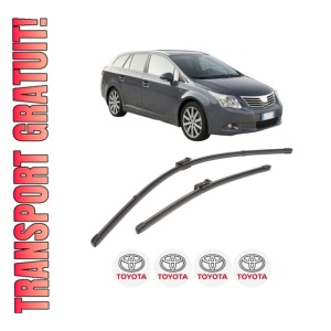 Set stergatoare TOYOTA AVENSIS Estate (_T27_) din 2008-2018, pentru parbriz auto, 2 bucati, Valeo Silencio Xtrm, din cauciuc siliconat rezistent, 4 Stickere Auto TOYOTA
