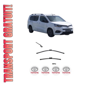 Set stergatoare TOYOTA PROACE CITY Box Body/MPV (BPZ_) din 2019-2024, pentru parbriz auto, 2 bucati, Valeo Silencio, din cauciuc siliconat rezistent, 4 Stickere Auto TOYOTA