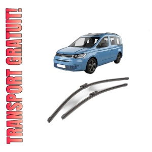 Set stergatoare Volkswagen CADDY IV Box Body/MPV (SAA, SAH) din 2015-2020, pentru parbriz auto, 2 bucati, Valeo Silencio Xtrm, din cauciuc siliconat rezistent, 4 Stickere Auto Volkswagen