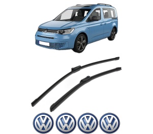 Set stergatoare Volkswagen CADDY IV Box Body/MPV (SAA, SAH) din 2015-2020, pentru parbriz auto, 2 bucati, Bosch Aerotwin, din cauciuc siliconat rezistent, 4 Stickere Auto Volkswagen v49533