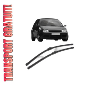 Set stergatoare Volkswagen GOLF IV Van (1J1) din 1997-2004, pentru parbriz auto, 2 bucati, Valeo Silencio Xtrm, din cauciuc siliconat rezistent, 4 Stickere Auto Volkswagen