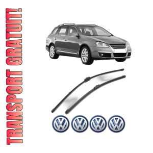 Set stergatoare Volkswagen GOLF V Variant (1K5) din 2007-2009, pentru parbriz auto, 2 bucati, Valeo Silencio Xtrm, din cauciuc siliconat rezistent, 4 Stickere Auto Volkswagen