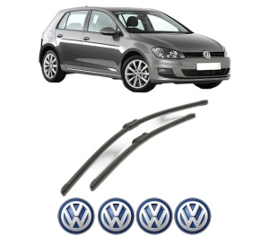 Set stergatoare Volkswagen GOLF VII (5G1, BQ1, BE1, BE2) din 2012-2021, pentru parbriz auto, 2 bucati, Bosch Aerotwin, din cauciuc siliconat rezistent, 4 Stickere Auto Volkswagen v52123