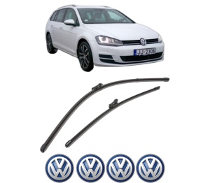 Set stergatoare Volkswagen GOLF VII Variant (BA5, BV5) din 2013-2021, pentru parbriz auto, 2 bucati, Valeo Silencio Xtrm, din cauciuc siliconat rezistent, 4 Stickere Auto Volkswagen v37308