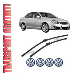 Set stergatoare Volkswagen JETTA III (1K2) din 2004-2010, pentru parbriz auto, 2 bucati, Bosch Aerotwin, din cauciuc siliconat rezistent, 4 Stickere Auto Volkswagen